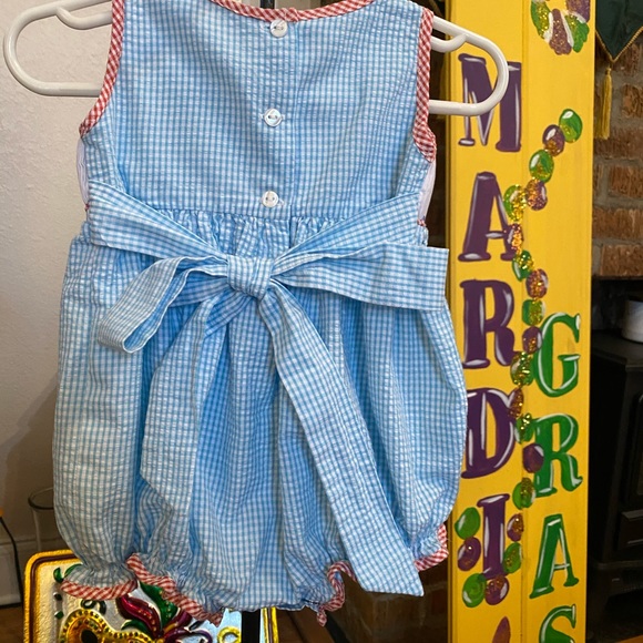 Lulu Bebe Infant Girls Smocked Romper size 6 months - Picture 8 of 13